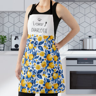 Lemon Pattern Tropical Fruit Personalized Name Apron