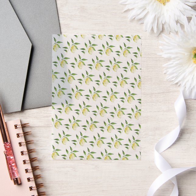 Lemon Pattern Vellum Paper for Invitations (Wedding)