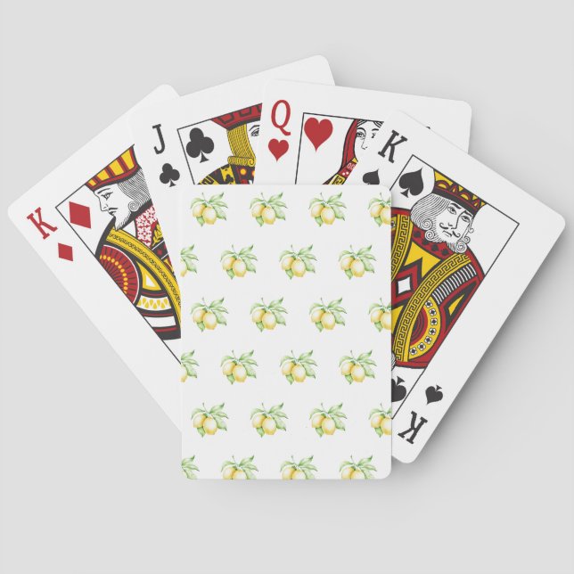 Lemon Pattern Watercolor Simple Poker Cards (Back)