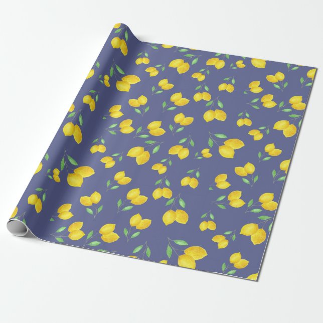 Lemon Pattern  Wrapping Paper (Unrolled)