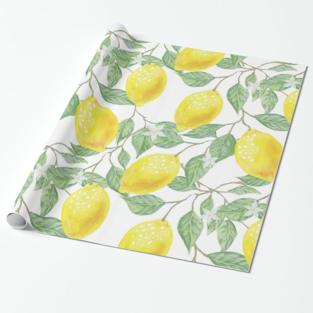 Lemon Pattern Wrapping Paper (Unrolled)