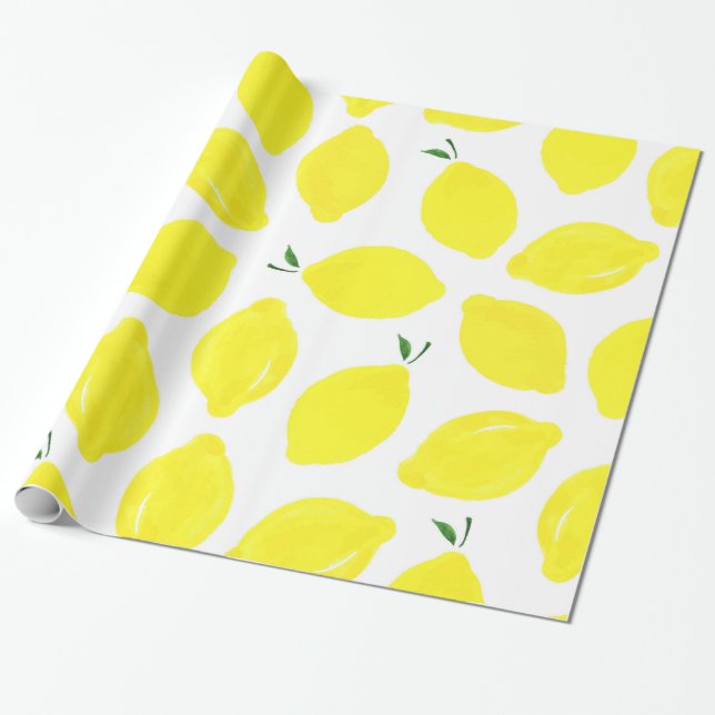 Lemon Pattern Wrapping Paper (Unrolled)