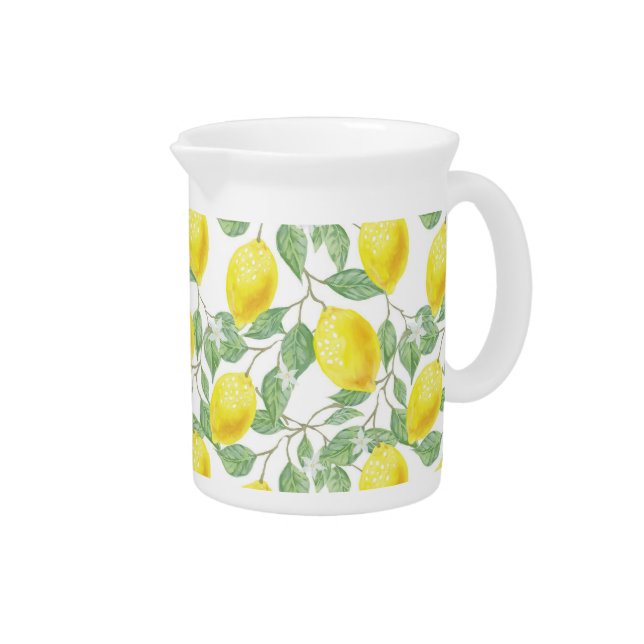 Lemon Pattern Yellow and Green Beverage Pitcher (Right)