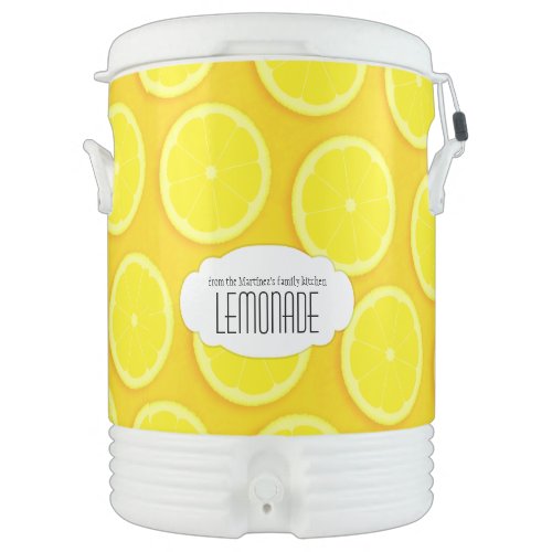 Lemon patterned lemonade yellow name cooler