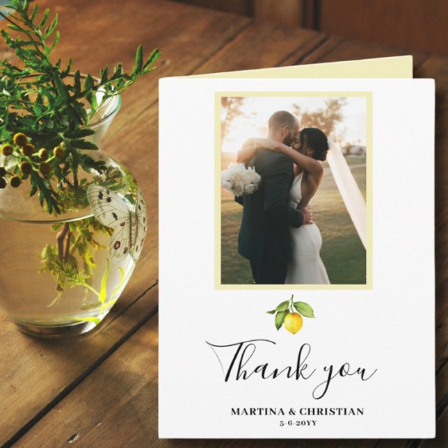 Lemon Photo Wedding Thank You Folded Card (Creator Uploaded)
