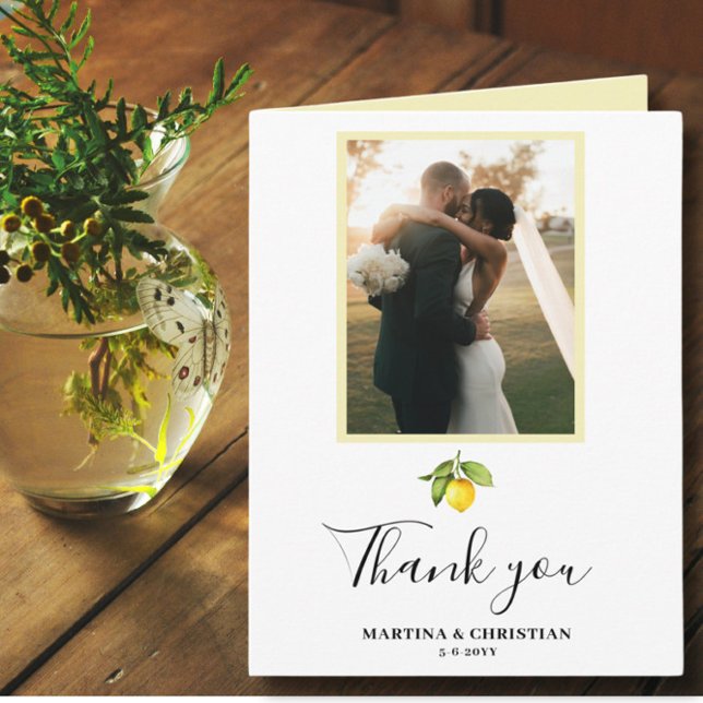 Lemon Photo Wedding Thank You Folded Card (Creator Uploaded)