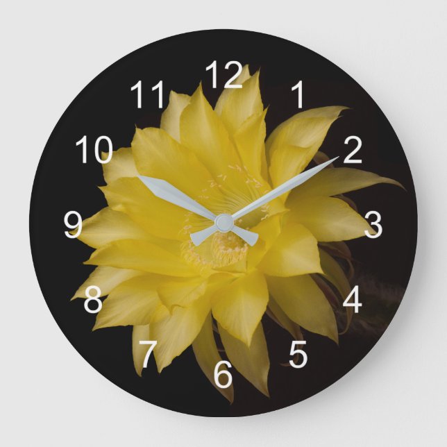 Lemon Pie  cactus flower delight Large Clock (Front)