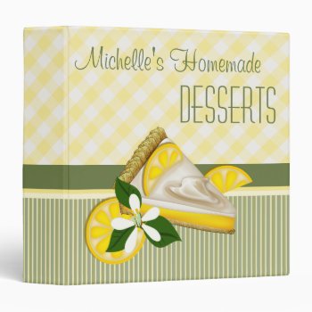 Lemon Pie Dessert Recipe Checks And Stripes Binder by TrendyKitchens at Zazzle