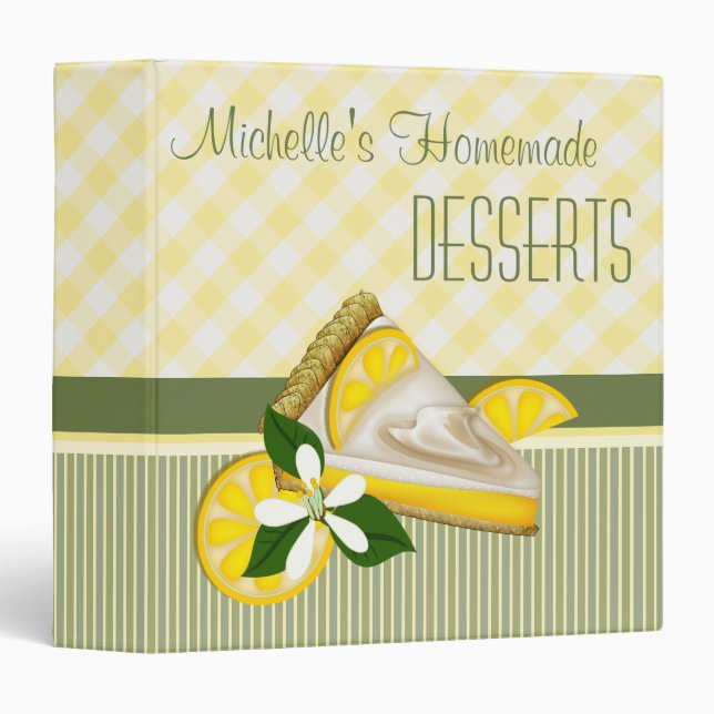 Lemon Pie Dessert Recipe Checks and Stripes Binder (Front/Spine)