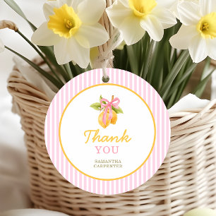 Lemon pink bow graduation party  favor tags