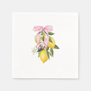 Lemon Pink Bow La Dolce Vita Baby Shower Napkins