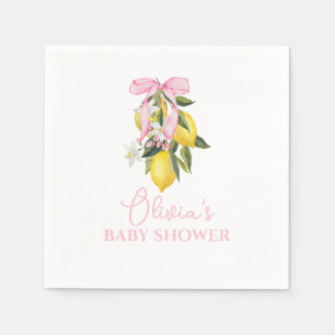 Lemon Pink Bow La Dolce Vita Baby Shower Napkins