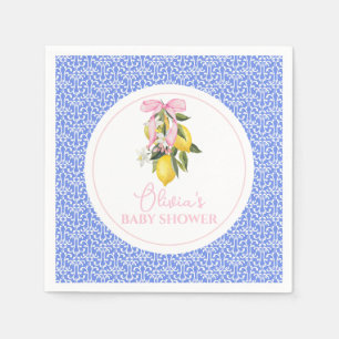 Lemon Pink Bow La Dolce Vita Baby Shower Napkins