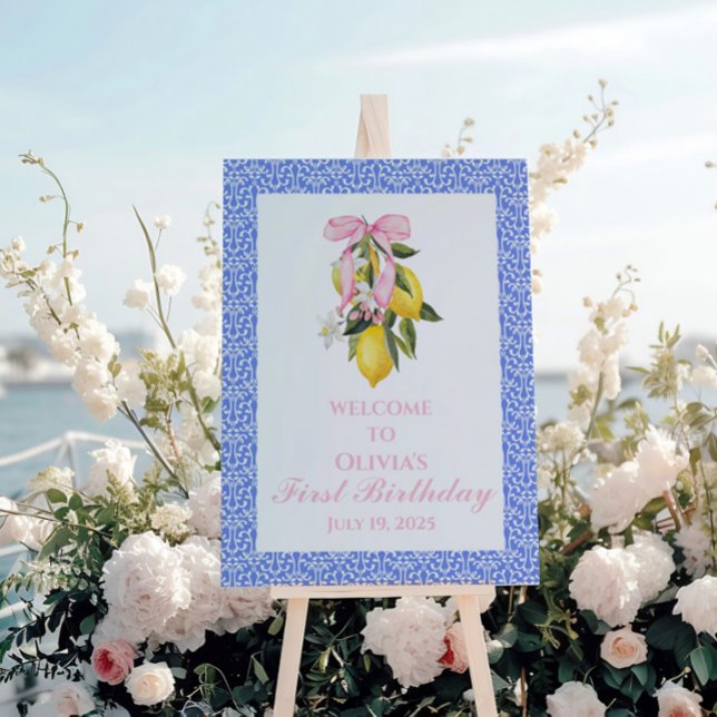 Lemon Pink Bow preppy Coquette birthday welcome Foam Board (Creator Uploaded)