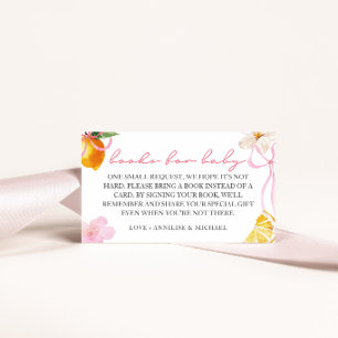 Lemon & Pink Bows Books for Baby Library Enclosure Card