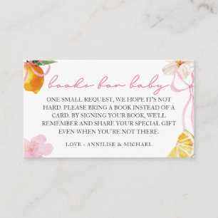 Lemon & Pink Bows Books for Baby Library Enclosure Card