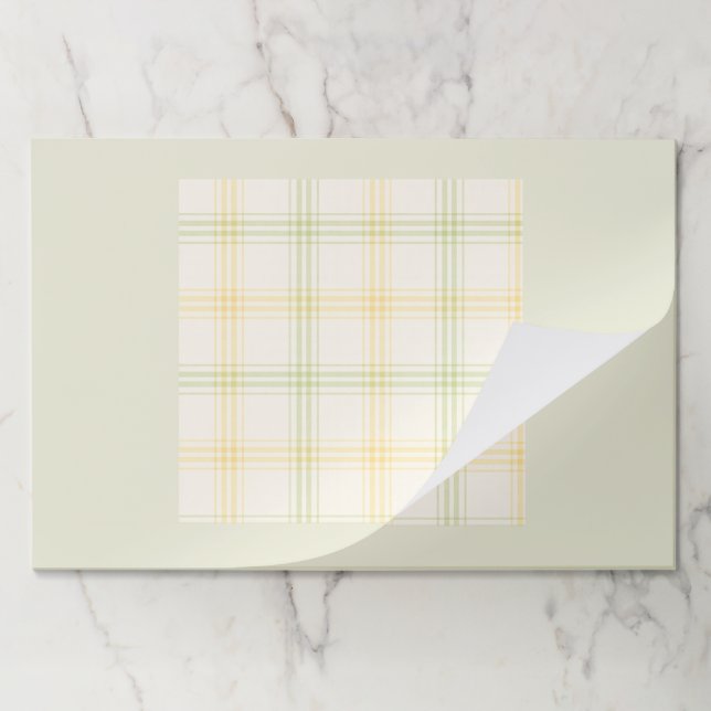 Lemon Plaid Paper Placemats for Entertaining (Folded)