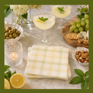 Lemon Plaid Party Napkins Yellow Picnic Napkins