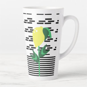 Lemon Plant Black Stripes Latte Mug
