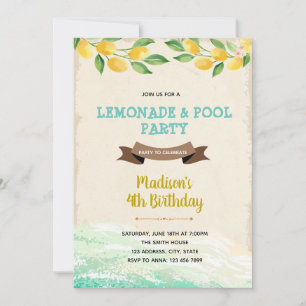 Lemon pool party Invitation