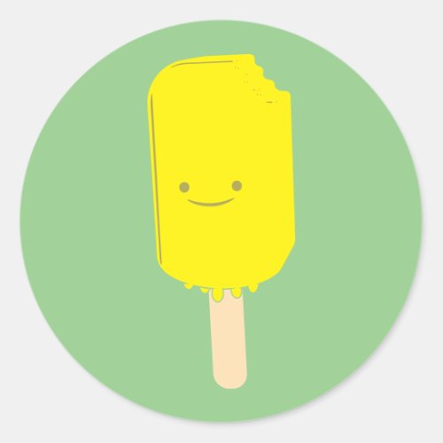 Lemon Popsicle Cartoon Drawing Classic Round Sticker