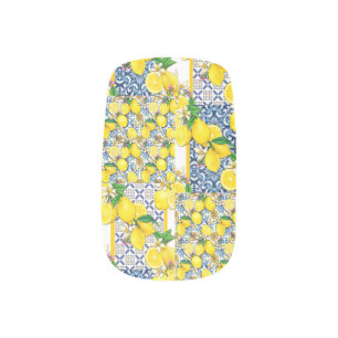 Lemon Portuguese Azulejo Mediterranean Santorini  Minx Nail Art