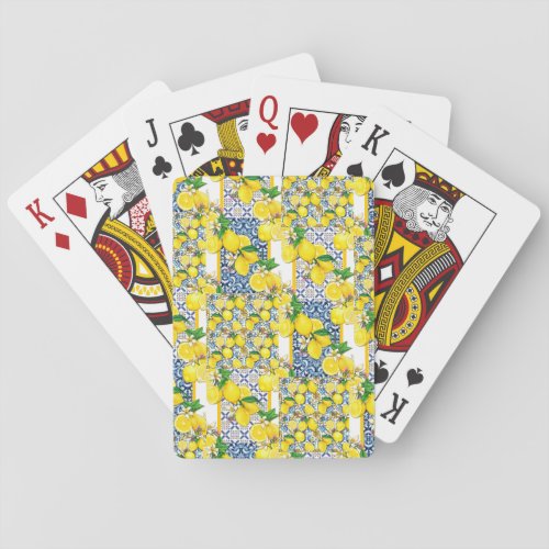 Lemon Portuguese Azulejo Mediterranean Santorini  Poker Cards