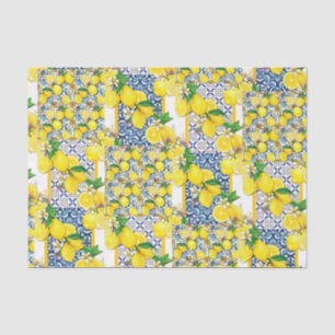 Lemon Portuguese Azulejo Mediterranean Santorini Tissue Paper