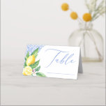 Lemon Positano Blue Tile Bridal Shower Table Place Card<br><div class="desc">Lemon Positano Blue Tile Bridal Shower Table Place Card</div>