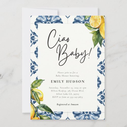 Lemon Positano Italian Baby Shower Invitation