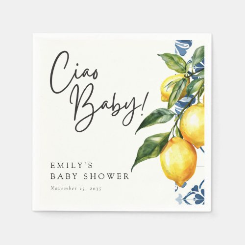 Lemon Positano Italian Baby Shower Napkins