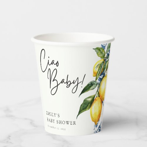 Lemon Positano Italian Baby Shower Paper Cups