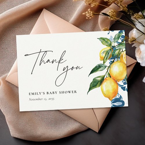 Lemon Positano Italian Baby Shower Thank You Card