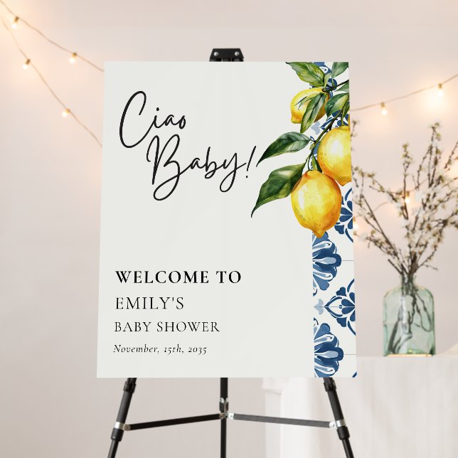 Lemon Positano Italian Baby Shower Welcome Sign (In Situ (Stand))