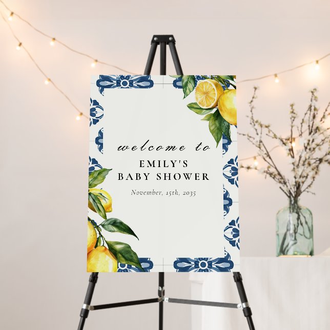 Lemon Positano Italian Baby Shower Welcome Sign (In Situ (Stand))