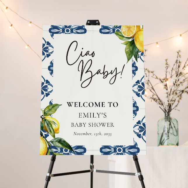 Lemon Positano Italian Baby Shower Welcome Sign (In Situ (Stand))