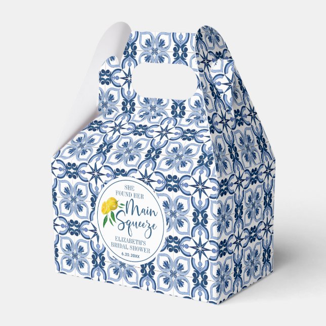 Lemon Positano Italian Blue Tile Favor Box (Front Side)