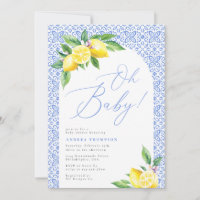 Lemon Positano Italian Blue Tile Oh baby Shower