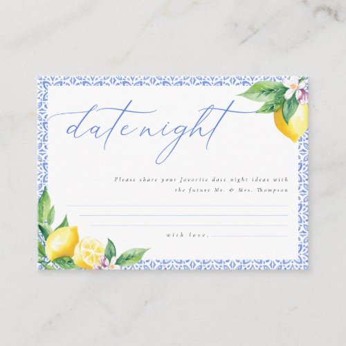 Lemon Positano Italian Date Night Ideas Enclosure Card