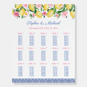 Lemon Positano Pink 15 Tables Wedding Seating Plan Foam Board
