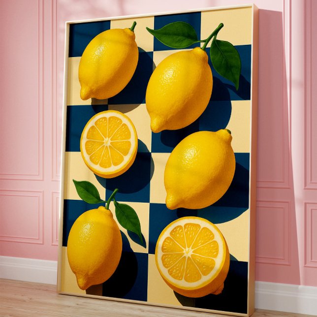 Lemon Poster Art, Vibrant Retro Kitchen Wall Decor (Lemon art)