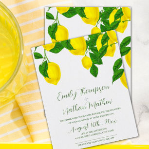 Lemon Pretty Bright Yellow Citrus Wedding Invitat Invitation