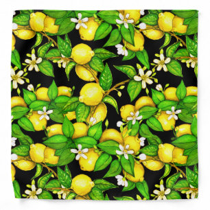 Lemon Print Bandana on black