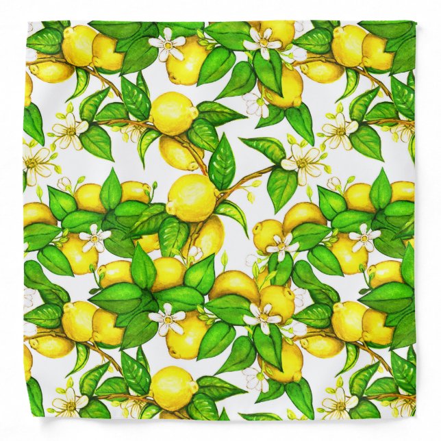 Lemon Print Bandana on white (Front)