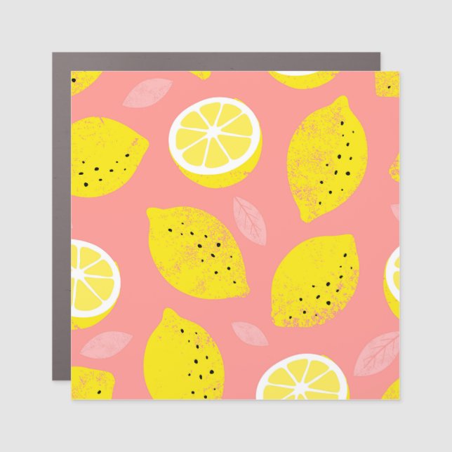 Lemon print, bright seamless summer pattern. car magnet (Front)