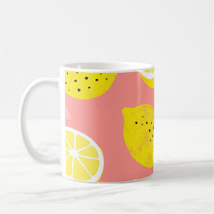 Lemon print, bright seamless summer pattern. coffee mug