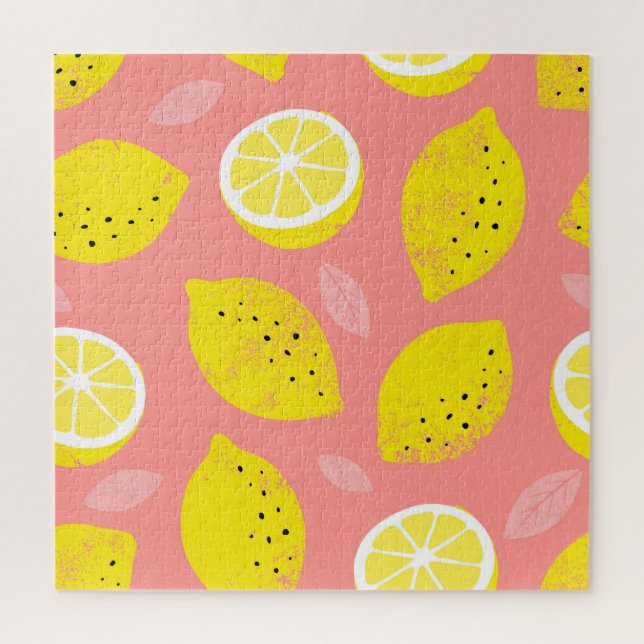 Lemon print, bright seamless summer pattern. jigsaw puzzle (Vertical)