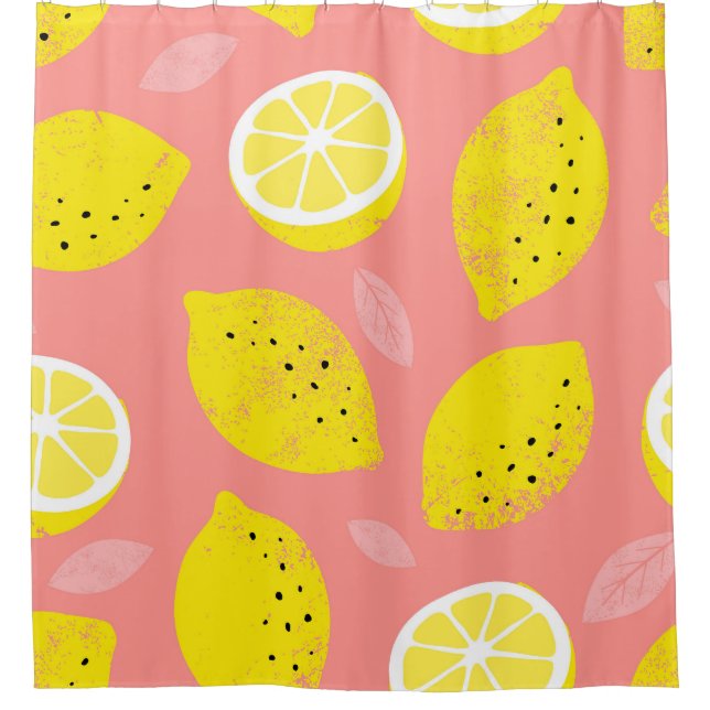 Lemon print, bright seamless summer pattern. shower curtain (Front)
