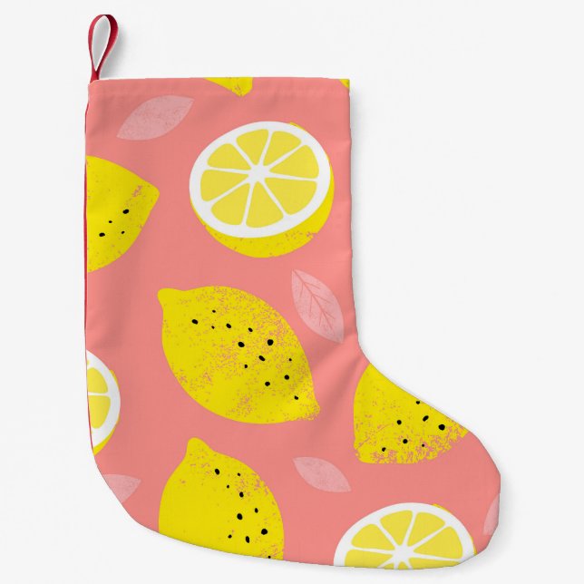 Lemon print, bright seamless summer pattern. small christmas stocking (Front)