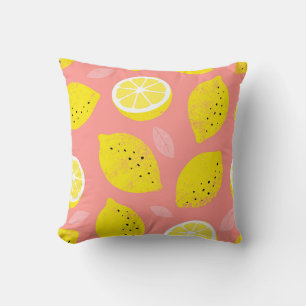 Lemon print, bright seamless summer pattern. throw pillow